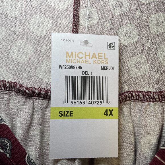 Michael by Michael Kors Burgundy Geometric Print V-Neck Long Sleeve Top sz 4X - Picture 5 of 10